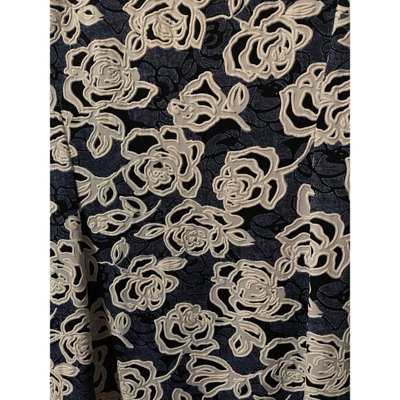 RN STUDIO by RONNI NICOLE Damask White Roses Navy Blue Fit & Flare Dress 12 - Picture 5 of 9